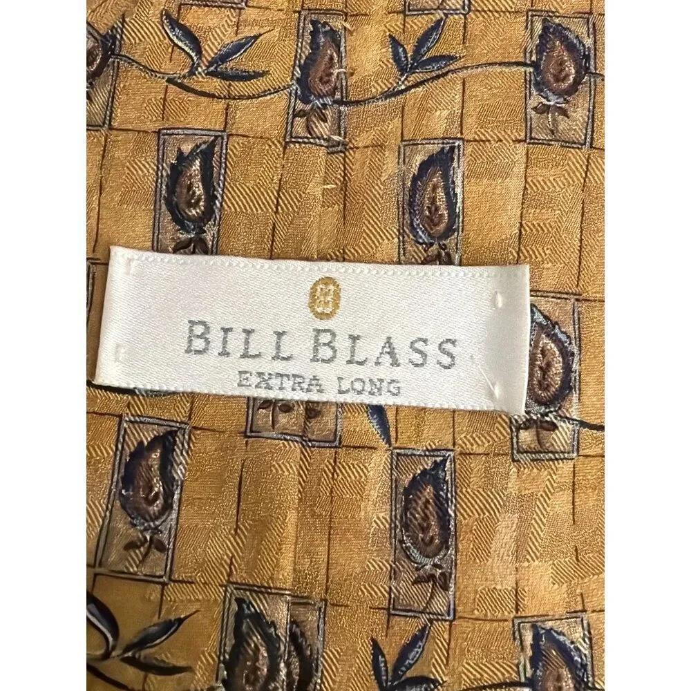 Bill Blass Leaf Vine  Motif Extra Long Silk Men’s Necktie